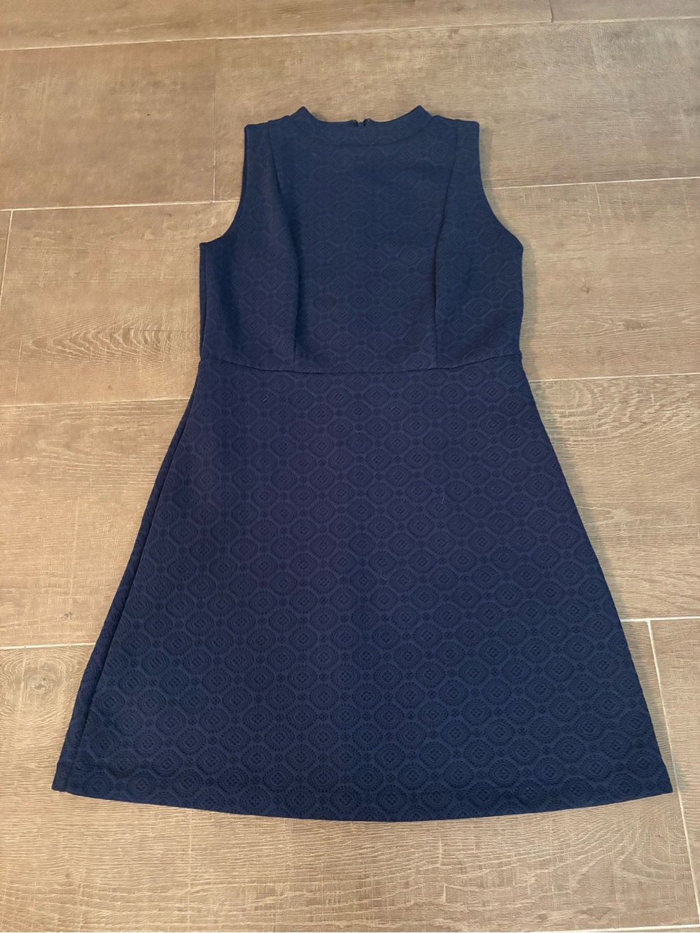 Loft Sz 8 Navy Sleeveless Textured A-Line Dress